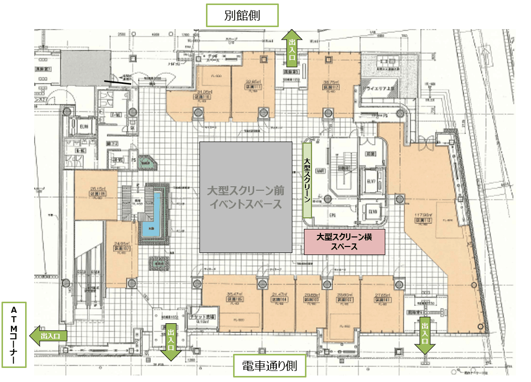 大型スクリーン横スペースの図面・フロアマップ